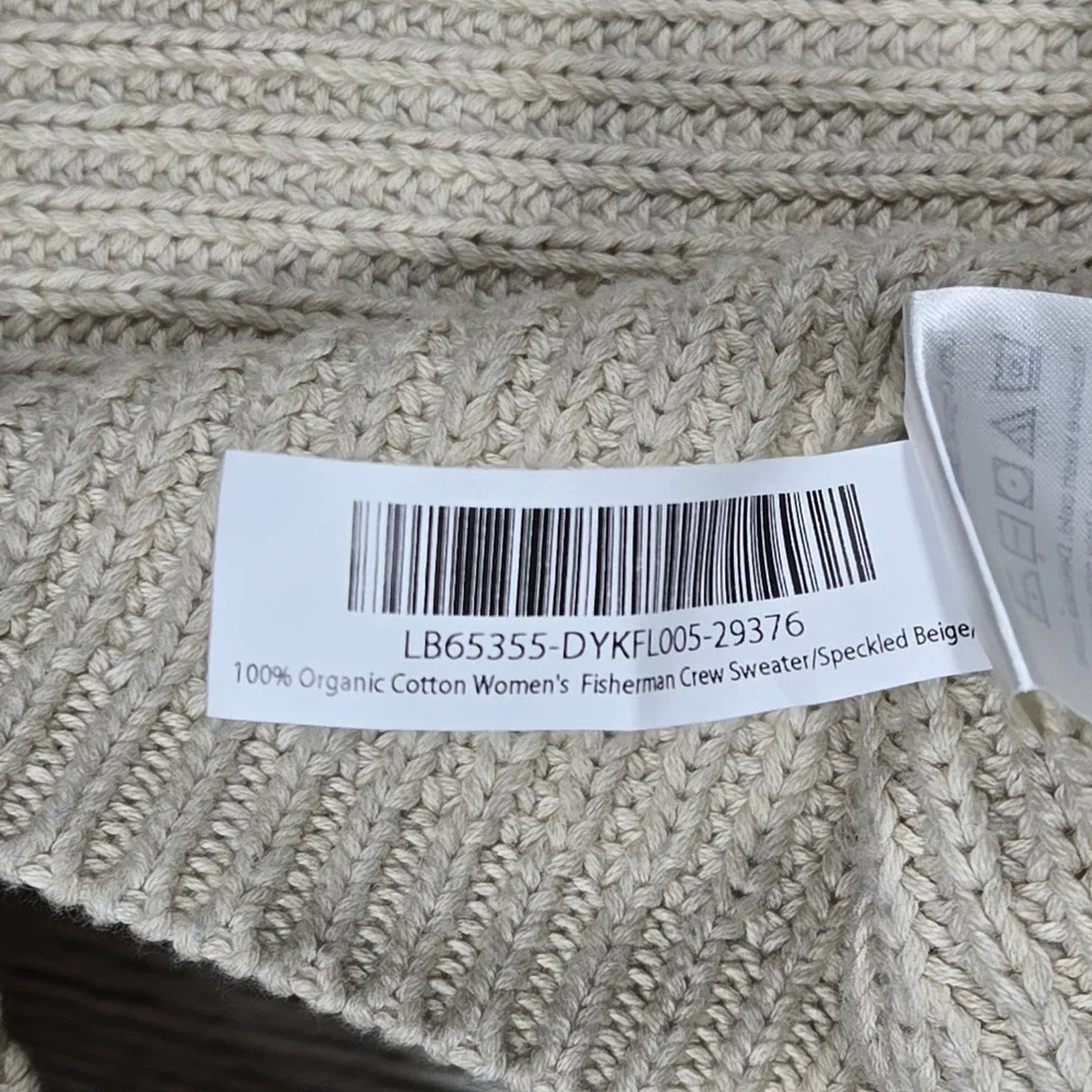 Quince Womens Fisherman Crew Sweater Speckled Beige 100% Organic Cotton XL NEW